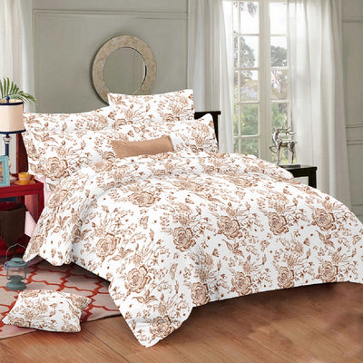 Orange Floral Premium Cotton Bedsheet