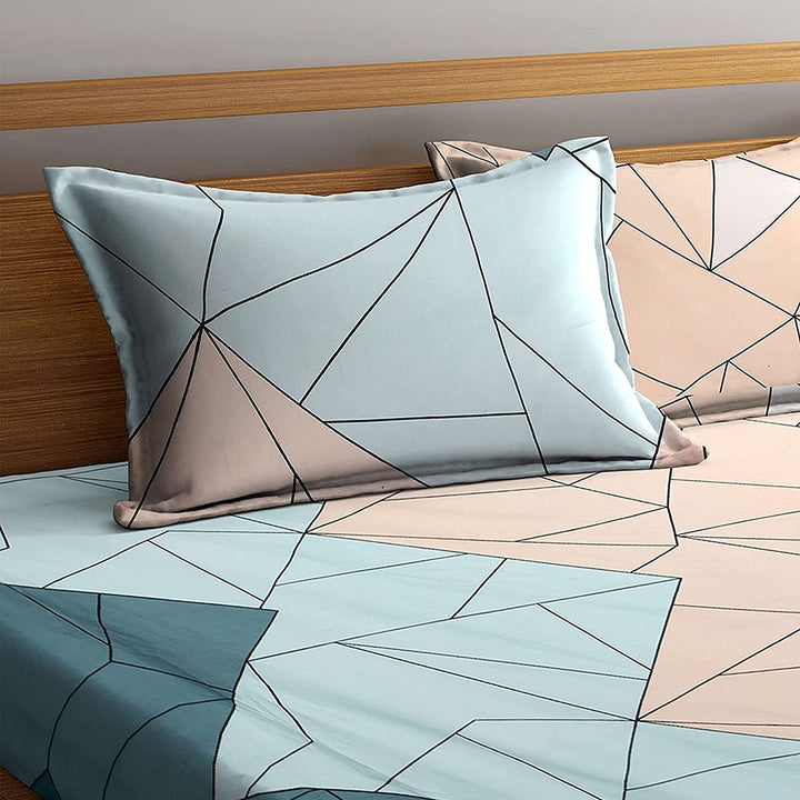 Green Orange Abstract Cotton Elastic Fitted King Bedsheet