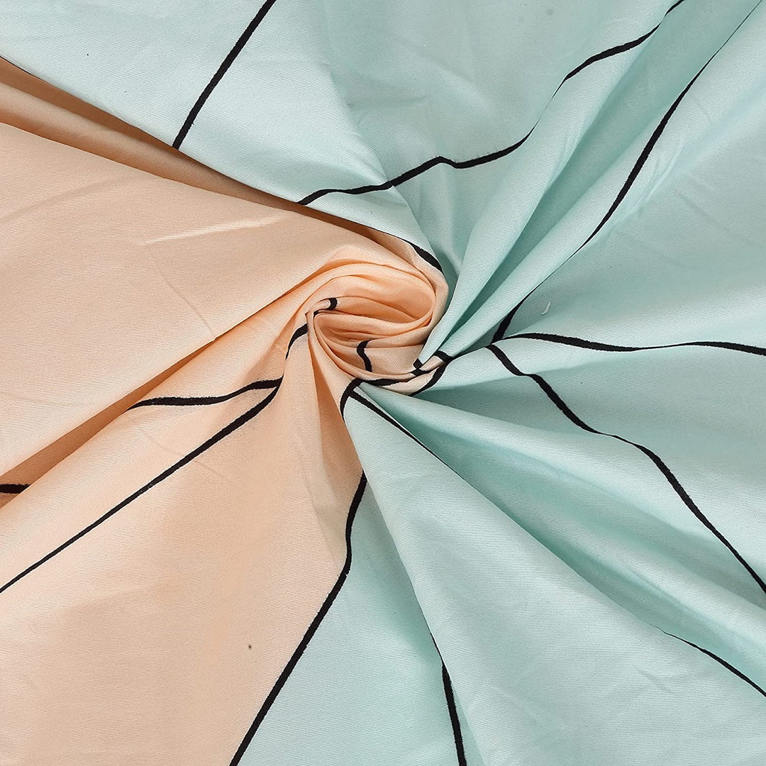Green Orange Abstract Cotton Elastic Fitted King Bedsheet