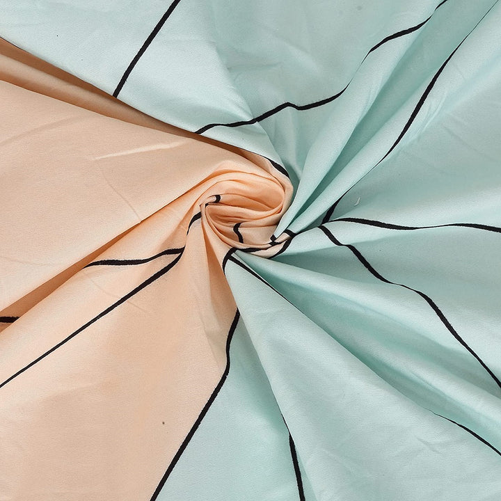Green Orange Abstract Cotton Elastic Fitted King Bedsheet