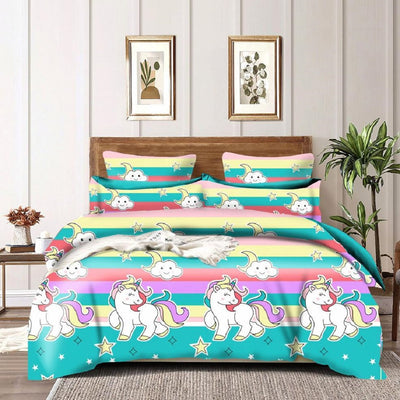 Unicorn Cotton Blend Elastic Fitted King Bedsheet
