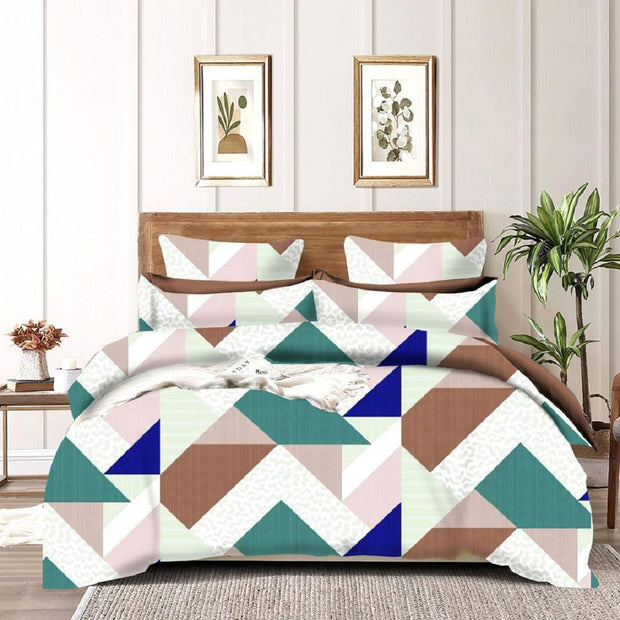 Multi Geometry Cotton Blend Elastic Fitted King Bedsheet
