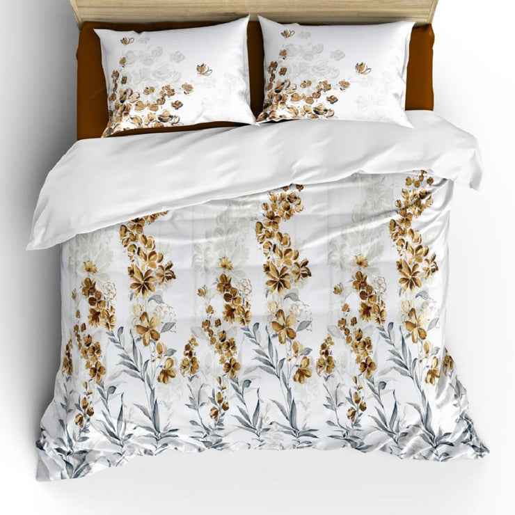 Golden Brown Garden Tower Premium Cotton Bedsheet