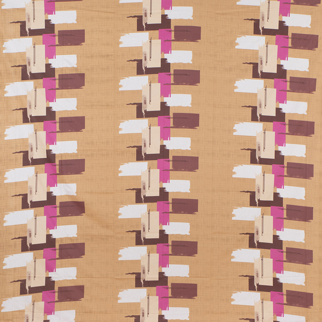 Yellow Abstract Cotton Double Bedsheet