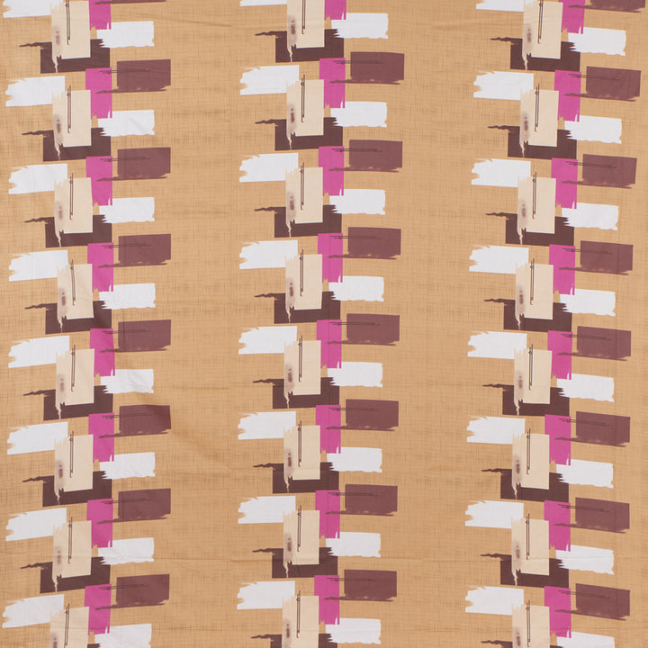 Yellow Abstract Cotton Double Bedsheet