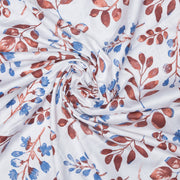 Red Blue Leafy Cotton Double Bedsheet