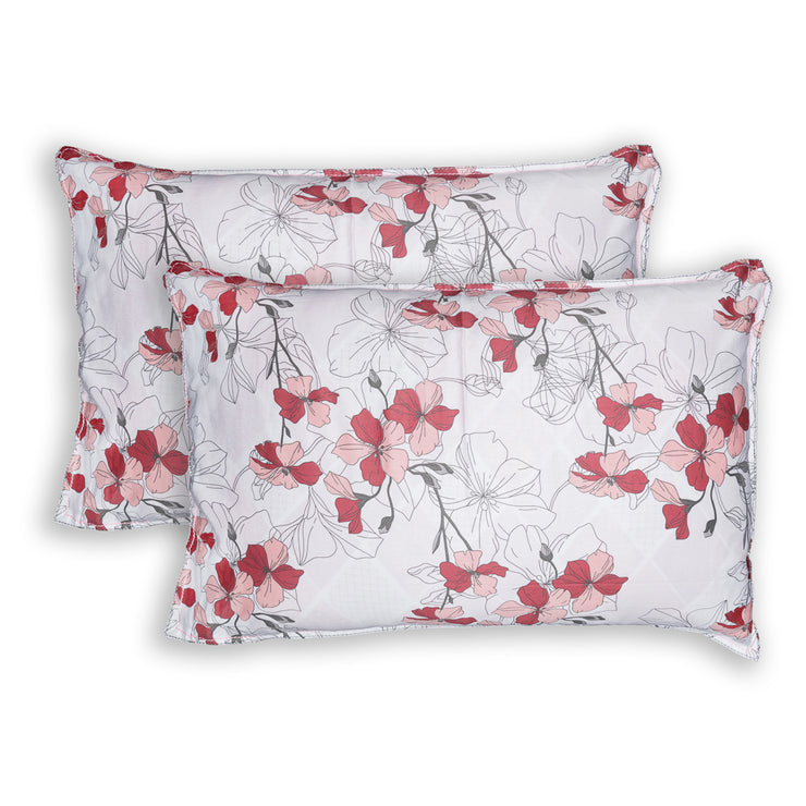 Blooming Red Floral Cotton King Bedsheet