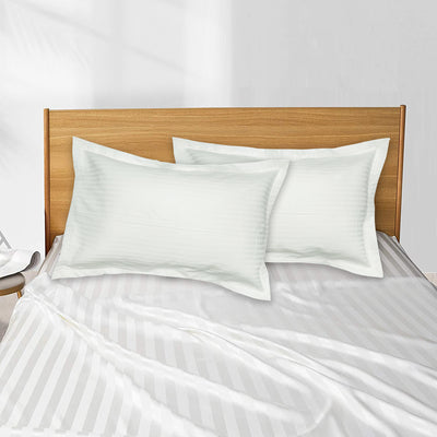 Ultra Soft White Striped Pillow Cover