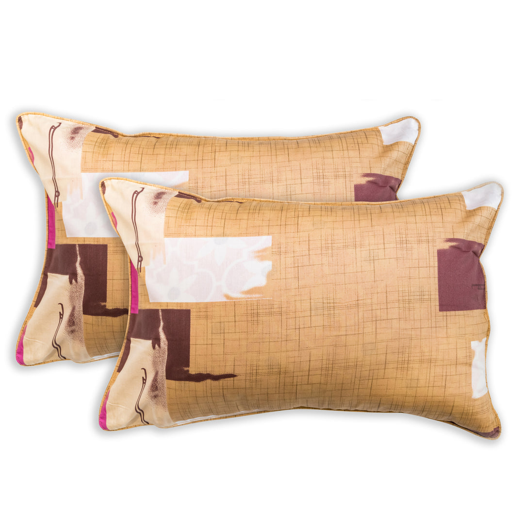 Yellow Abstract Cotton Double Bedsheet