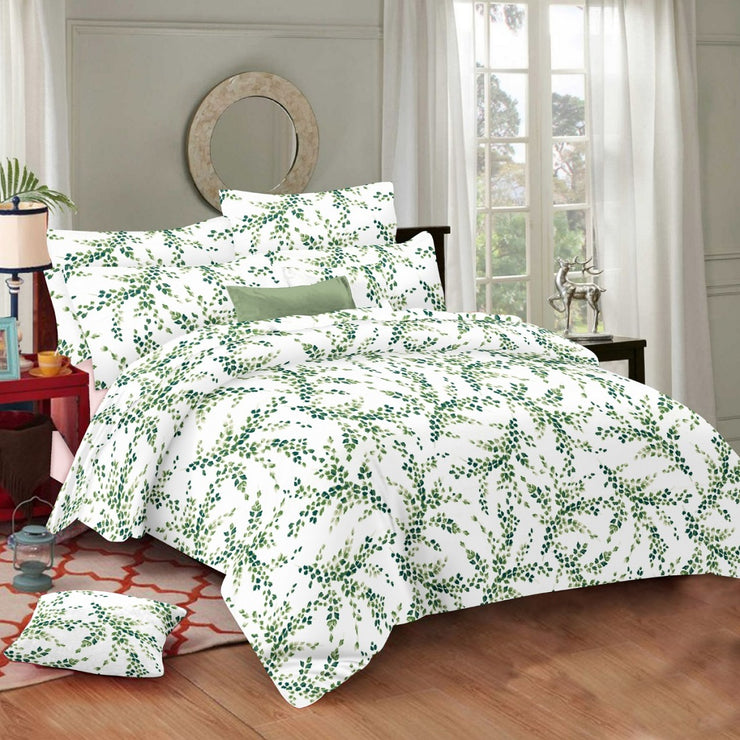 Green Leafy Cotton Double Bedsheet