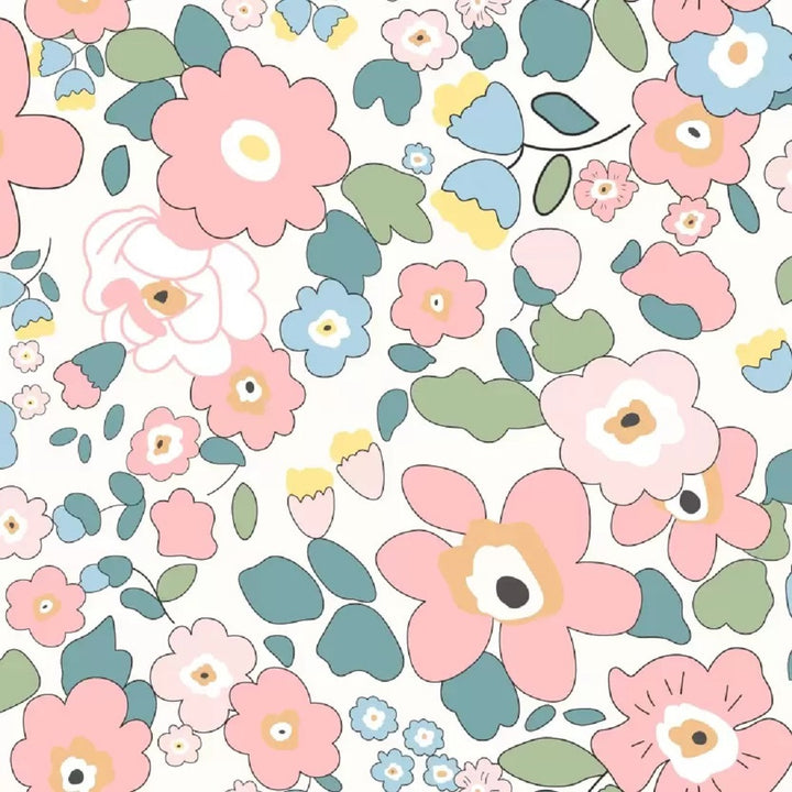 White Floral Cotton Blend Elastic Fitted King Bedsheet